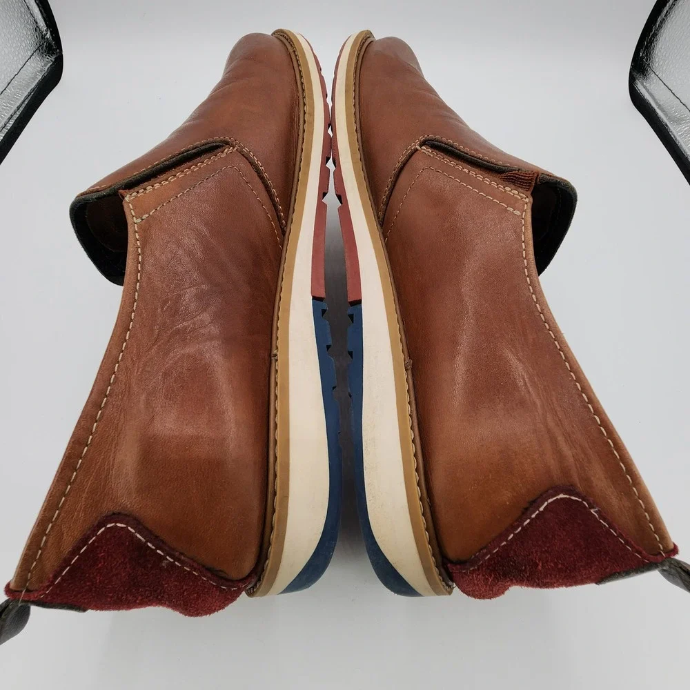 Pikolinos Berna Leather Loafers Mens 44 (US 10-10.5) Brown Elastic Slip On Shoes